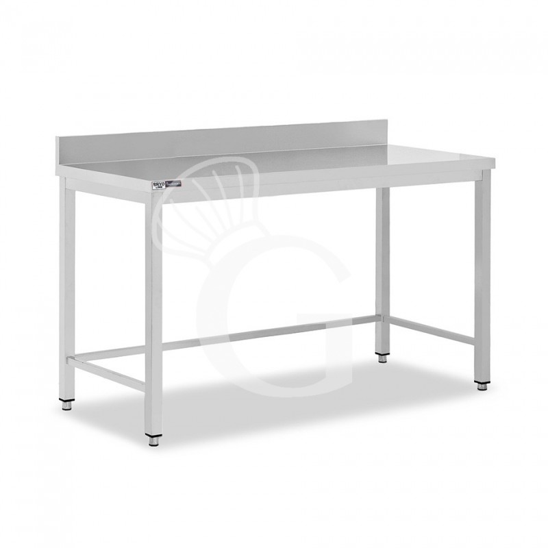 Mesa de acero inoxidable con peto trasero, L 1900 mm x P 600 mm x H 965 mm