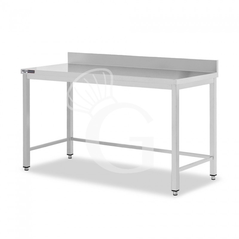 Mesa de acero inoxidable con peto trasero L 2000 mm x P 800 mm x A 965 mm