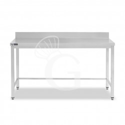 Mesa de acero inoxidable con peto trasero L 2000 mm x P 800 mm x A 965 mm