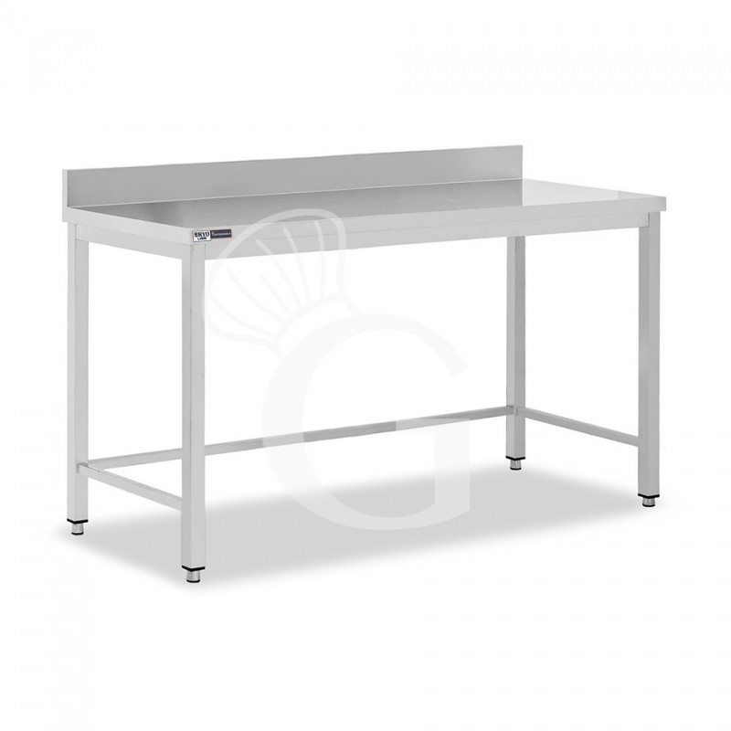 Mesa de acero inoxidable con peto trasero L 2000 mm x P 800 mm x A 965 mm