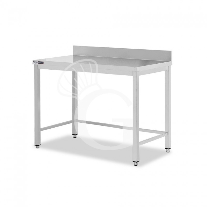 Mesa de acero inoxidable con peto trasero L 800 mm x P 600 mm x A 965 mm