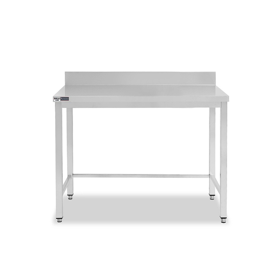 Mesa de acero inoxidable con peto trasero L 800 mm x P 600 mm x A 965 mm