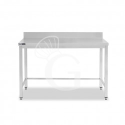 Mesa de acero inoxidable con peto trasero L 1200 mm x P 600 mm x A 965 mm
