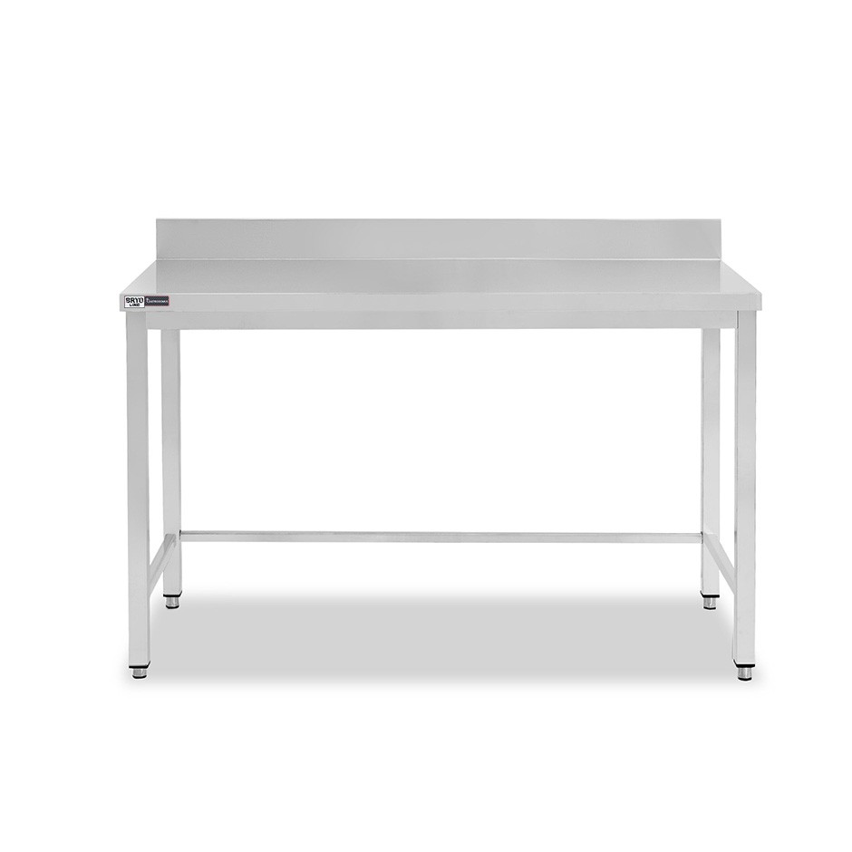 Mesa simple de acero inoxidable con peto trasero, L 1400 mm x P 600 mm x A 965 mm