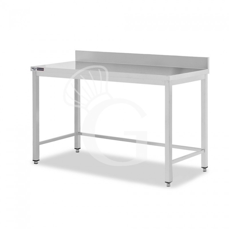 Mesa de acero inoxidable con peto trasero L 1200 mm x P 700 mm x A 965 mm