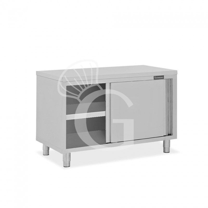 Mesa mural de acero inoxidable 2 puertas correderas L 1000 mm x P 700 mm x A 850 mm