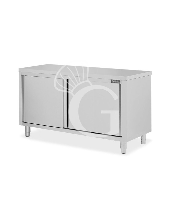 Mesa mural de acero inoxidable 2 puertas correderas L 1500 mm x P 700 mm x A 850 mm