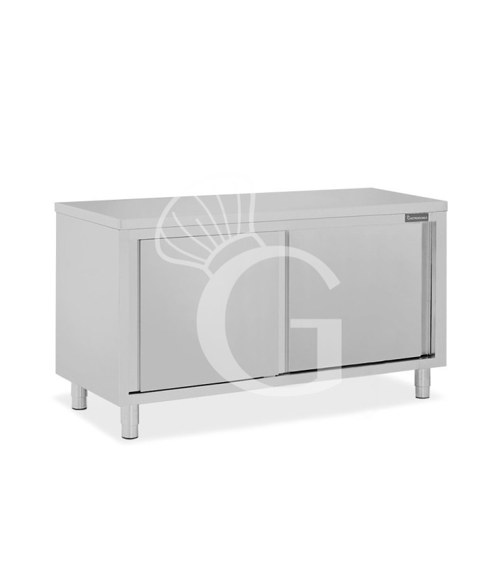 Mesa mural de acero inoxidable 2 puertas correderas L 1500 mm x P 700 mm x A 850 mm