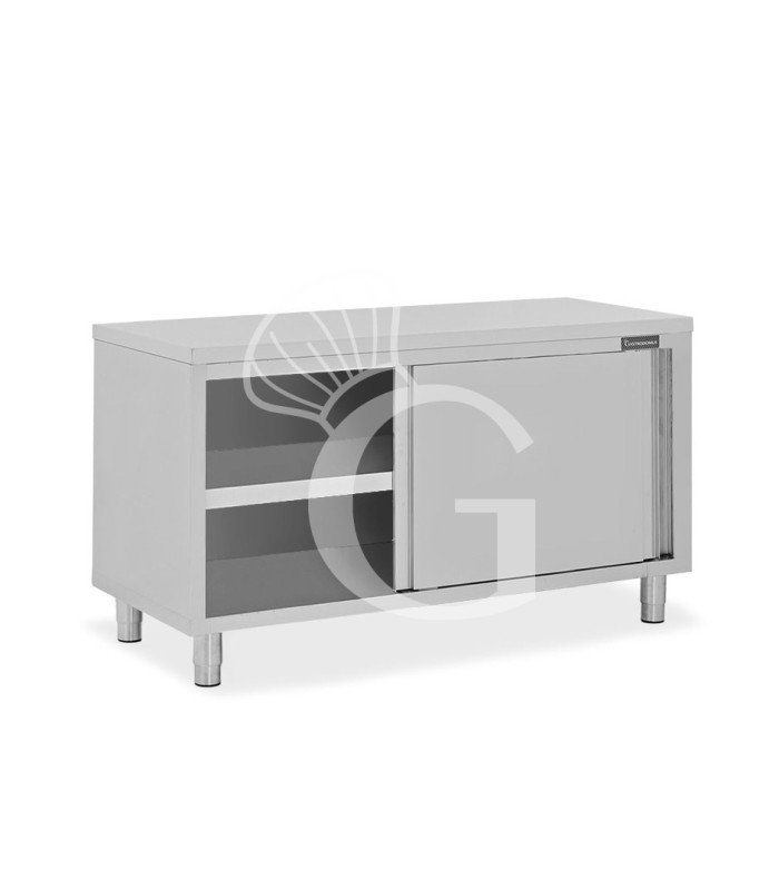 Mesa mural de acero inoxidable 2 puertas correderas L 1500 mm x P 700 mm x A 850 mm