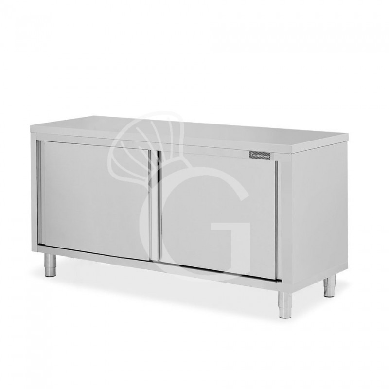 Mesa mural de acero inoxidable 2 puertas correderas L 1700 mm x P 700 mm x A 850 mm