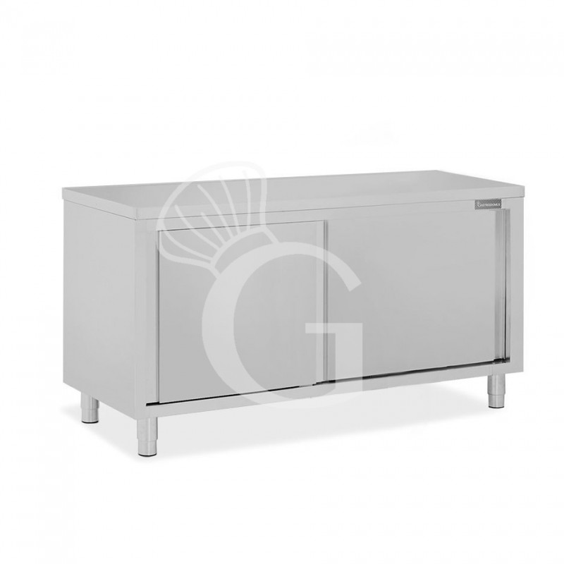 Mesa mural de acero inoxidable 2 puertas correderas L 1700 mm x P 700 mm x A 850 mm