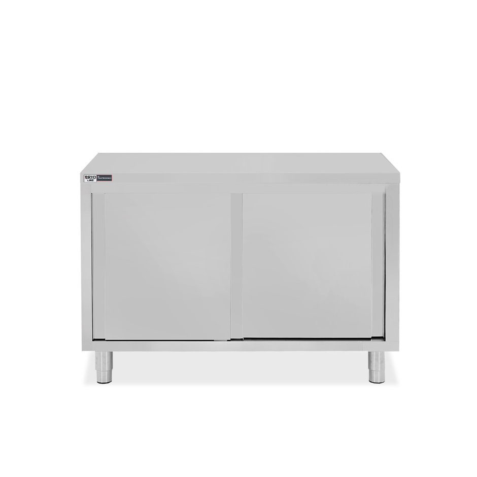 Mesa mural de acero inoxidable 2 puertas correderas L 1100 mm x P 600 mm x A 850 mm