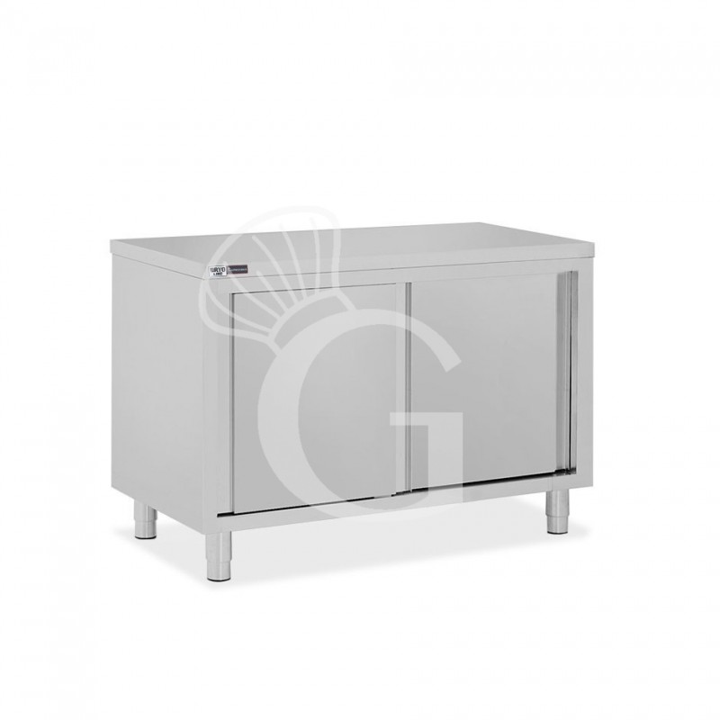 Mesa mural de acero inoxidable 2 puertas correderas L 1100 mm x P 600 mm x A 850 mm