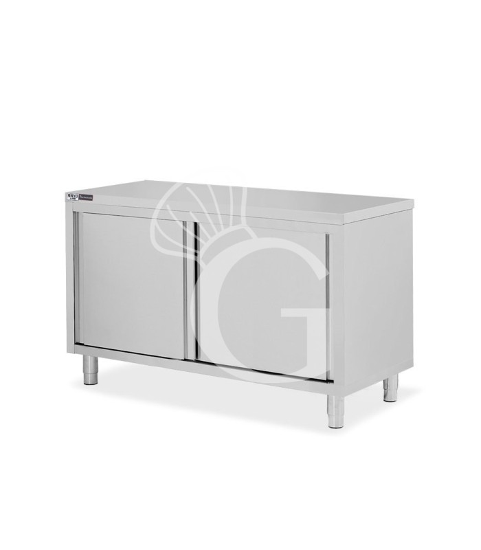 Mesa mural de acero inoxidable 2 puertas correderas L 1300 mm x P 600 mm x A 850 mm