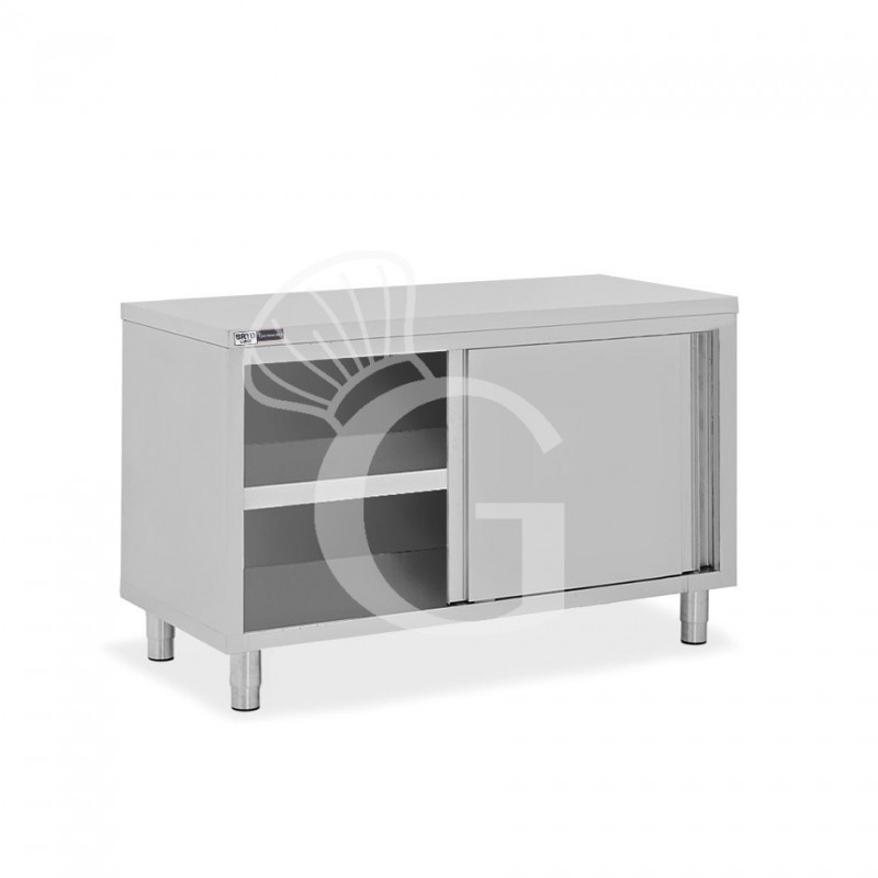 Mesa mural de acero inoxidable 2 puertas correderas L 1300 mm x P 700 mm x A 850 mm