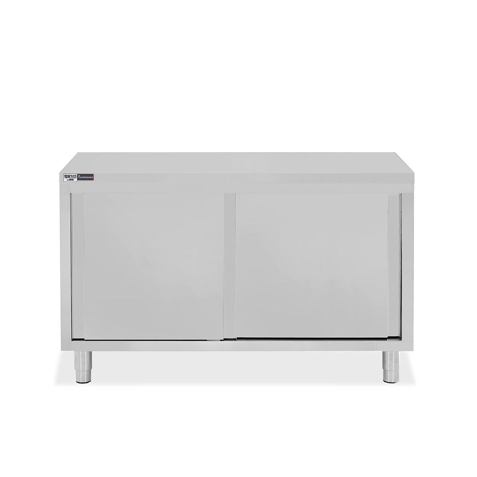 Mesa mural de acero inoxidable 2 puertas correderas L 1400 mm x P 700 mm x A 850 mm