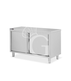 Mesa mural de acero inoxidable 2 puertas correderas L 1400 mm x P 600 mm x A 850 mm
