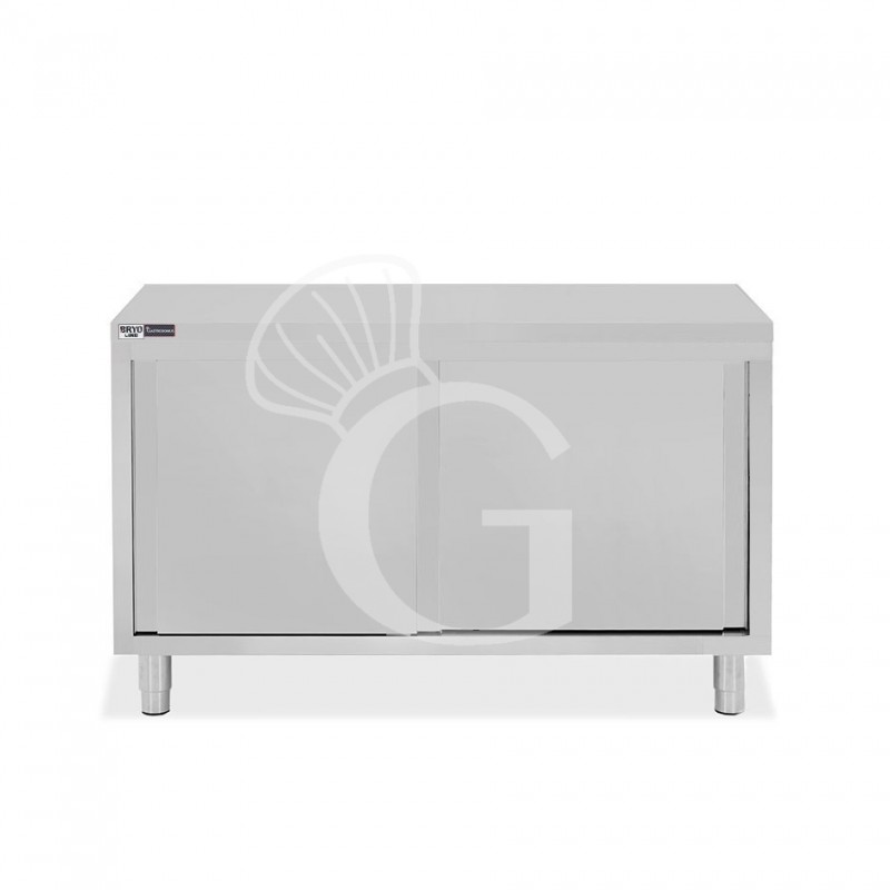 Mesa mural de acero inoxidable 2 puertas correderas L 1400 mm x P 600 mm x A 850 mm