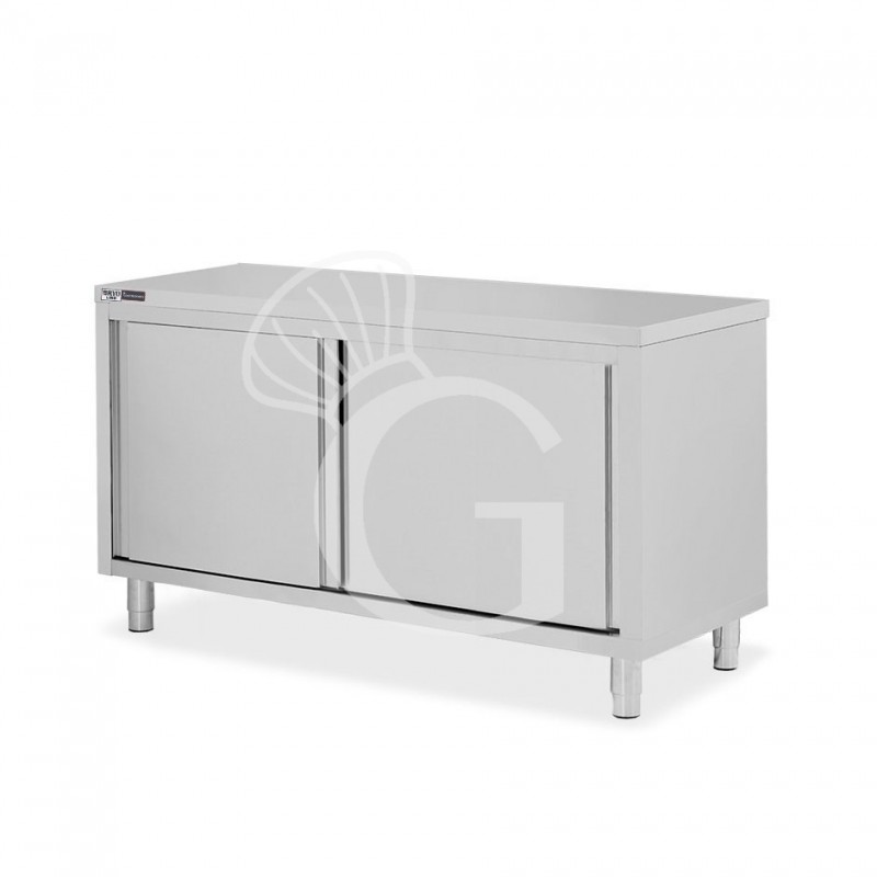 Mesa mural de acero inoxidable 2 puertas correderas L 1600 mm x P 700 mm x A 850 mm