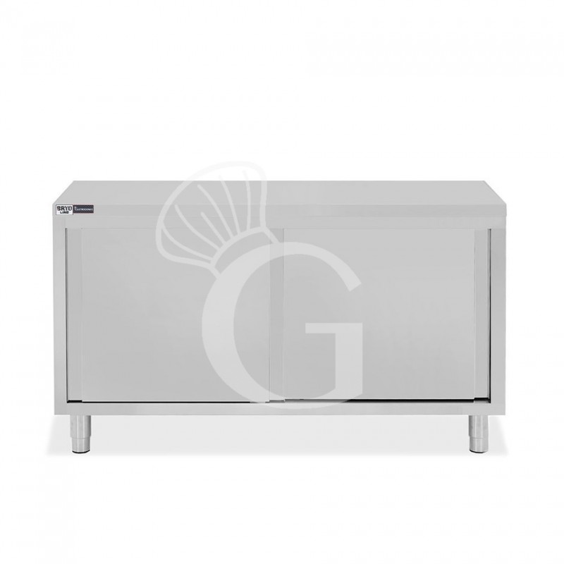 Mesa mural de acero inoxidable 2 puertas correderas L 1600 mm x P 700 mm x A 850 mm