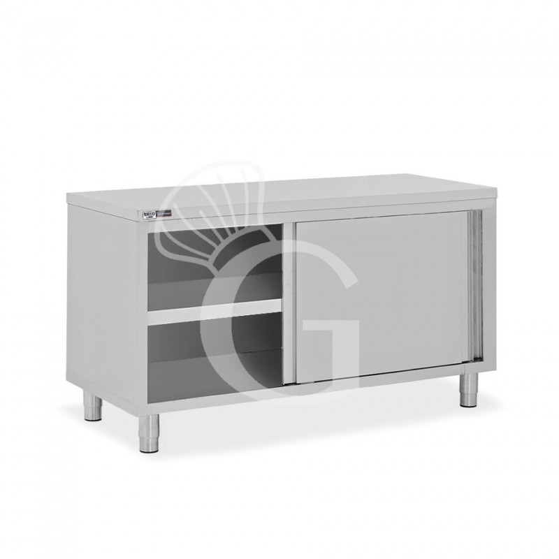 Mesa mural de acero inoxidable 2 puertas correderas L 1600 mm x P 700 mm x A 850 mm