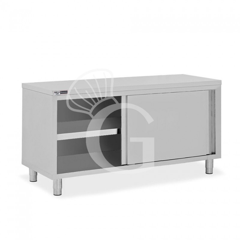 Mesa mural de acero inoxidable 2 puertas correderas L 1900 mm x P 800 mm x A 850 mm