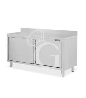 Mesa mural de acero inoxidable 2 puertas correderas y peto L 1800 mm x P 800 mm x A 950 mm