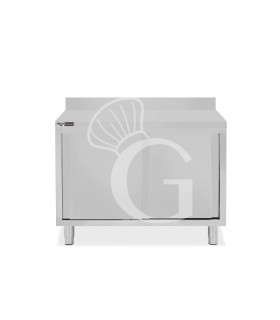Mesa mural de acero inoxidable 2 puertas correderas y peto L 1000 mm x P 800 mm x A 950 mm