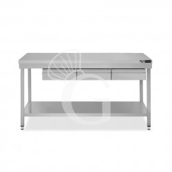 Mesa de acero inoxidable con estante y 3 cajones L 1700 mm x P 600 mm x A 865 mm