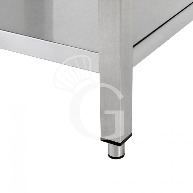 Mesa de acero inoxidable con estante y 4 cajones, L 1900 × P 700 × H 850 mm