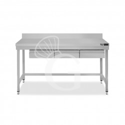 Mesa de acero inoxidable con 3 cajones y peto L 1500 mm x P 700 mm x A 965 mm
