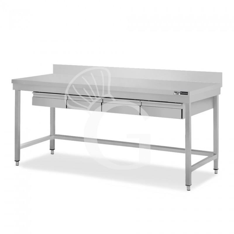 copy of Tavolo inox 4 cassetti alzatina L 1800 mm x P 600 mm x H 950 mm
