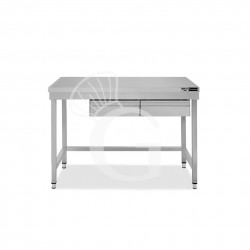 Mesa de acero inoxidable con 2 cajones L 1300 mm x P 600 mm x A 865 mm
