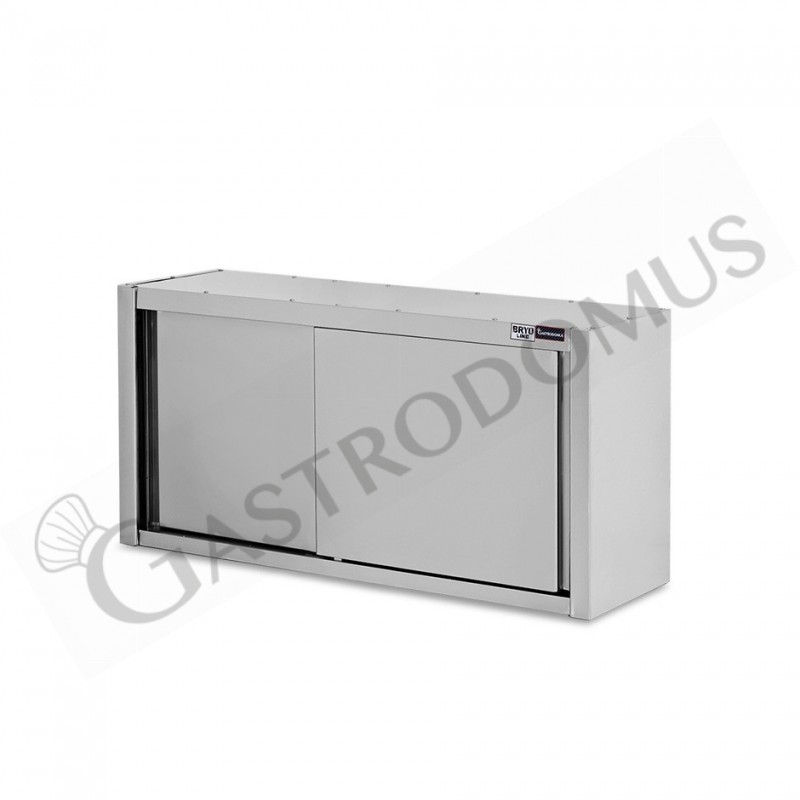 Armario de pared con puertas correderas de acero inoxidable con 1 estante, L 1300 mm x P 400 mm x A 650 mm
