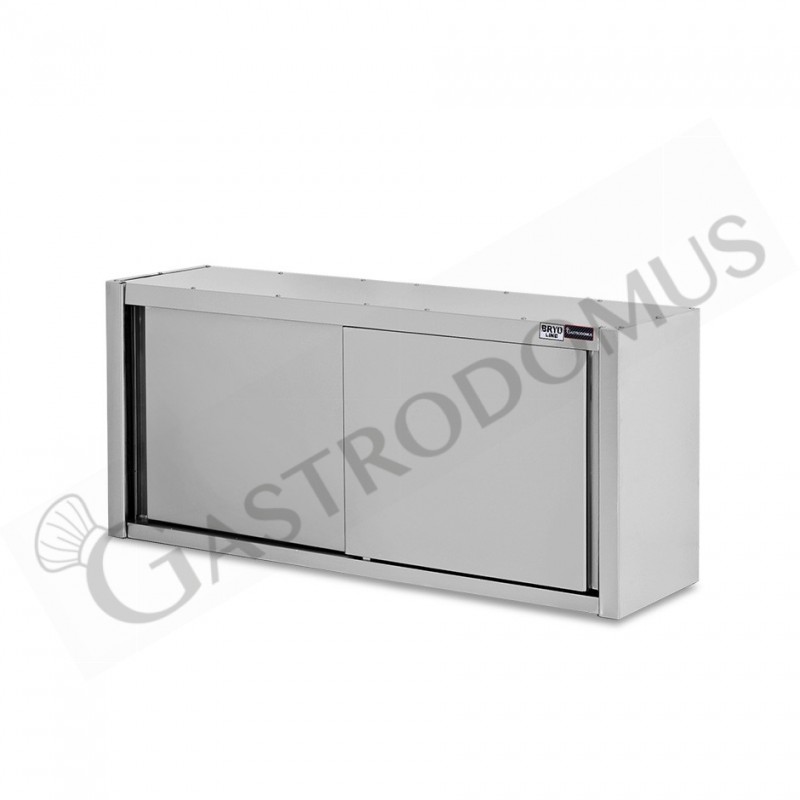 Armario de pared con puertas correderas de acero inoxidable con 1 estante, L 1600 mm x P 400 mm x A 650 mm