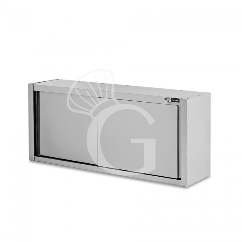 Armario de pared con puertas correderas de acero inoxidable con 1 estante, L 1700 mm x P 400 mm x A 650 mm