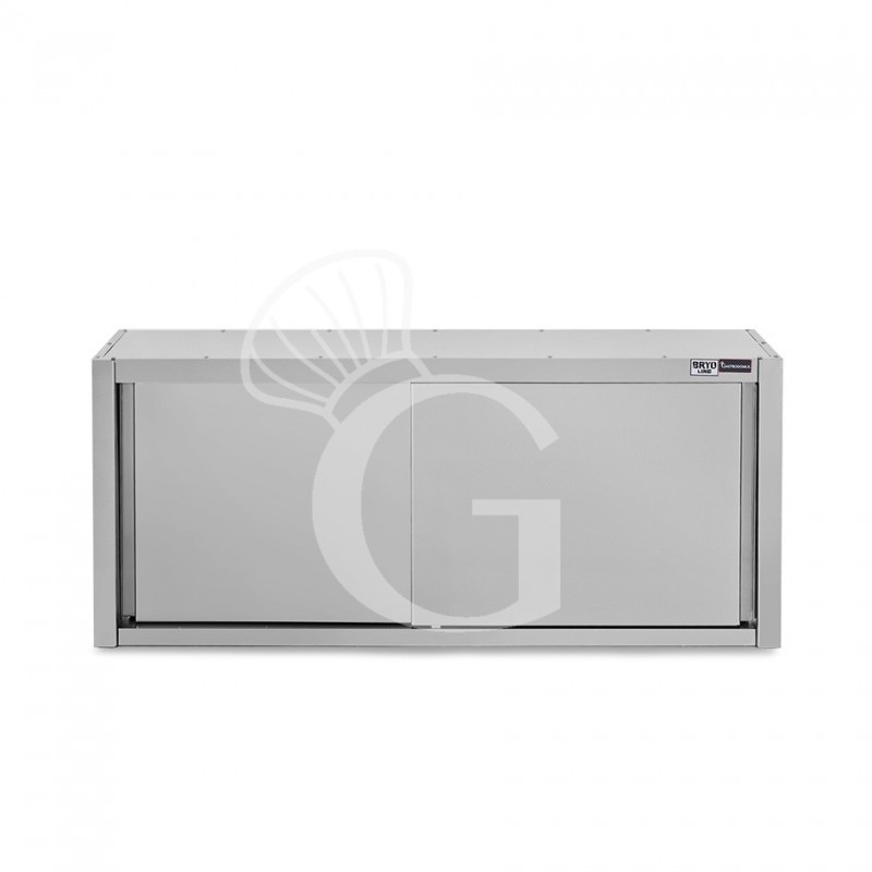 Armario de pared con puertas correderas de acero inoxidable con 1 estante, L 1700 mm x P 400 mm x A 650 mm