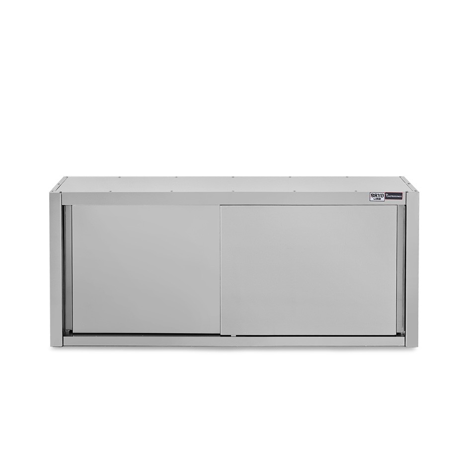 Armario de pared con puertas correderas de acero inoxidable con 1 estante, L 1700 mm x P 400 mm x A 650 mm
