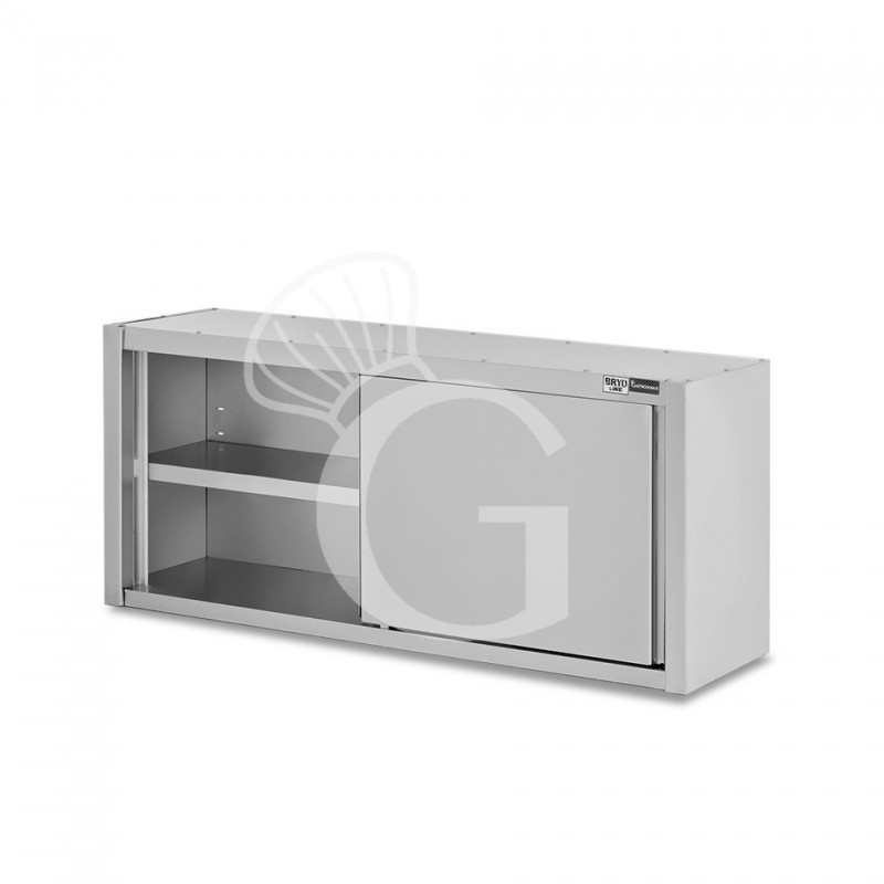 Armario de pared con puertas correderas de acero inoxidable con 1 estante, L 1700 mm x P 400 mm x A 650 mm