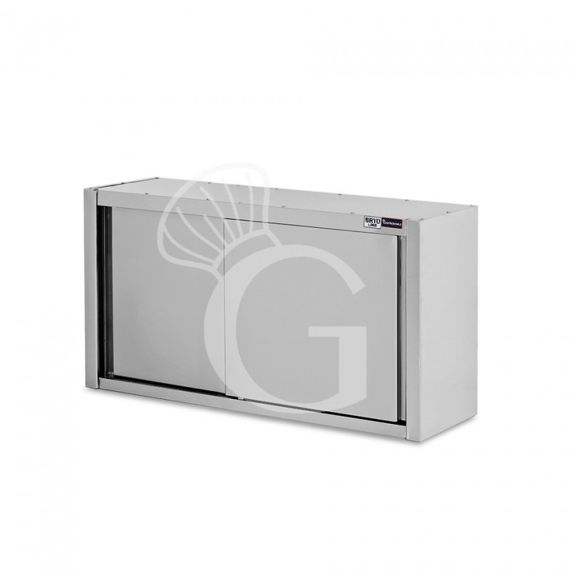 Armario de pared con puertas correderas de acero inoxidable con 1 estante, L 1300 mm x P 400 mm x A 800 mm