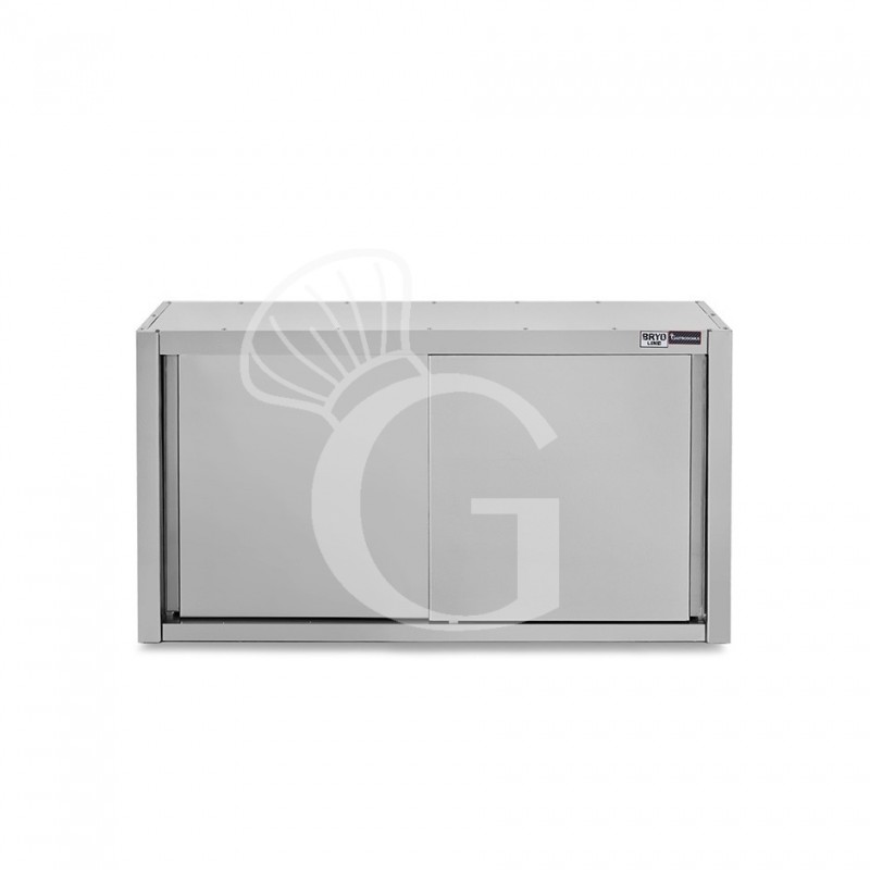 Armario de pared con puertas correderas de acero inoxidable con 1 estante, L 1300 mm x P 400 mm x A 800 mm