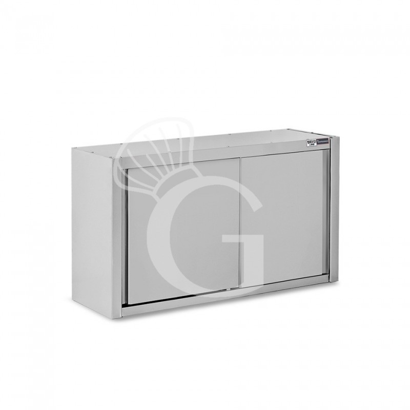 Armario de pared con puertas correderas de acero inoxidable con 1 estante, L 1300 mm x P 400 mm x A 800 mm