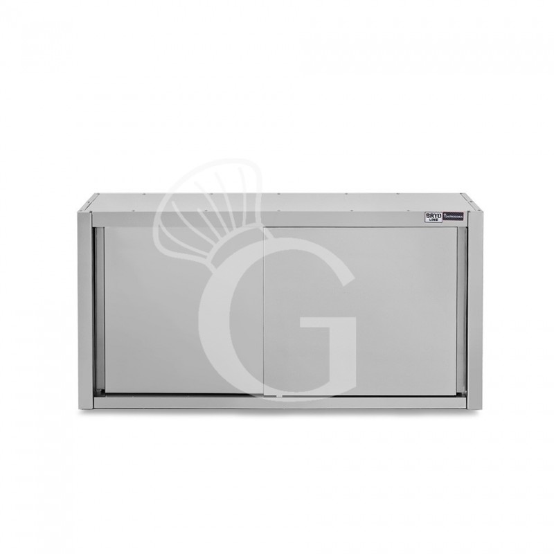 Armario de pared con puertas correderas de acero inoxidable con 1 estante, L 1400 mm x P 400 mm x A 800 mm