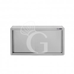 Armario de pared con puertas correderas de acero inoxidable con 1 estante, L 1600 mm x P 400 mm x A 800 mm