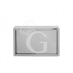 Armario de pared con puertas correderas de acero inoxidable con 2 estantes, L 1000 mm x P 400 mm x A 1000 mm
