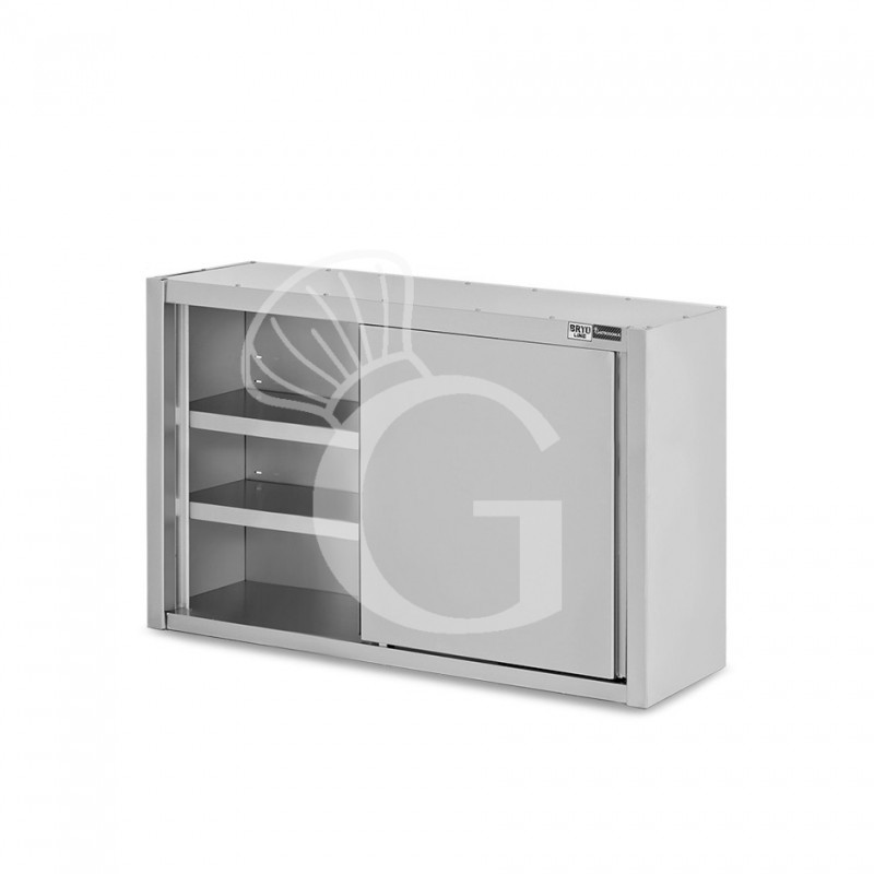 Armario de pared con puertas correderas de acero inoxidable con 2 estantes, L 1100 mm x P 400 mm x A 1000 mm