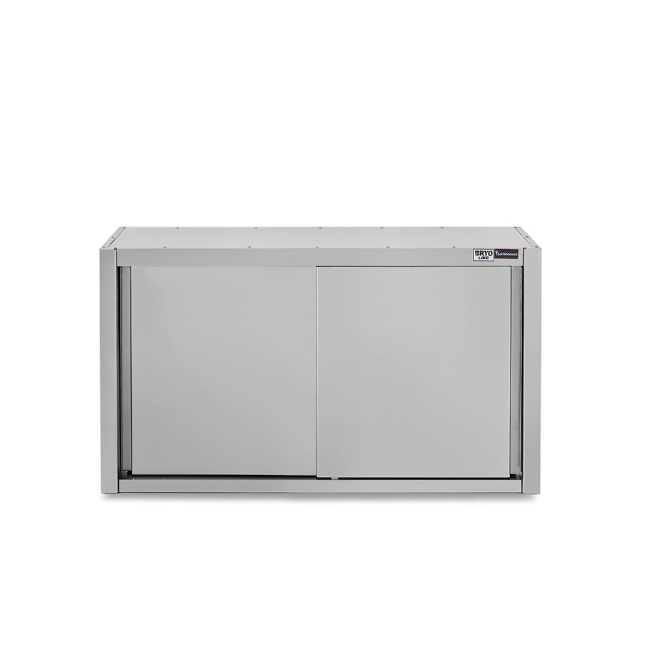 Armario de pared con puertas correderas de acero inoxidable con 2 estantes, L 1200 mm x P 400 mm x A 1000 mm