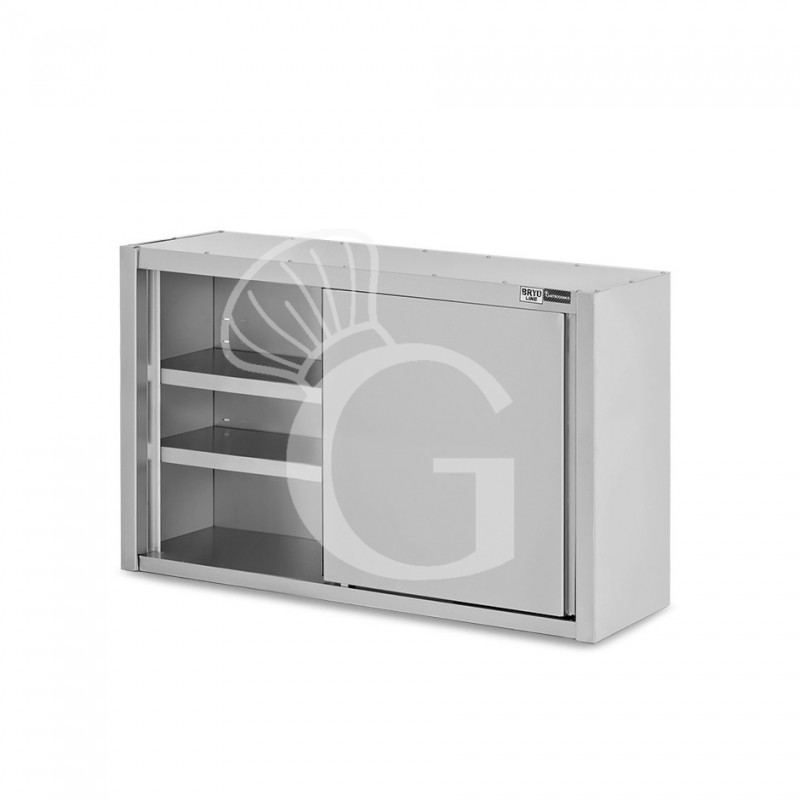 Armario de pared con puertas correderas de acero inoxidable con 2 estantes, L 1300 mm x P 400 mm x A 1000 mm