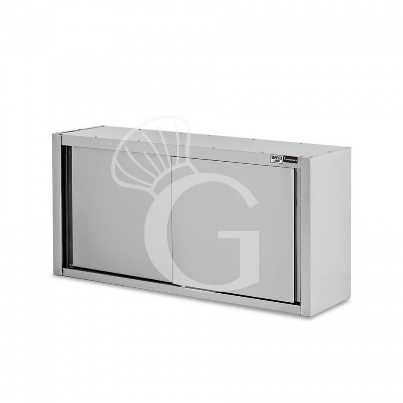 Armario de pared con puertas correderas de acero inoxidable con 2 estantes, L 1400 mm x P 400 mm x A 1000 mm