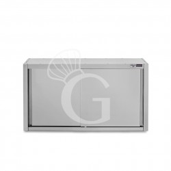 Armario de pared con puertas correderas de acero inoxidable con 2 estantes, L 1400 mm x P 400 mm x A 1000 mm